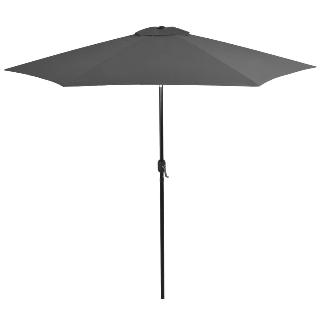 Umbrela de exterior cu stalp din metal, vidaXL, Tesatura, 300 cm, Gri inchis