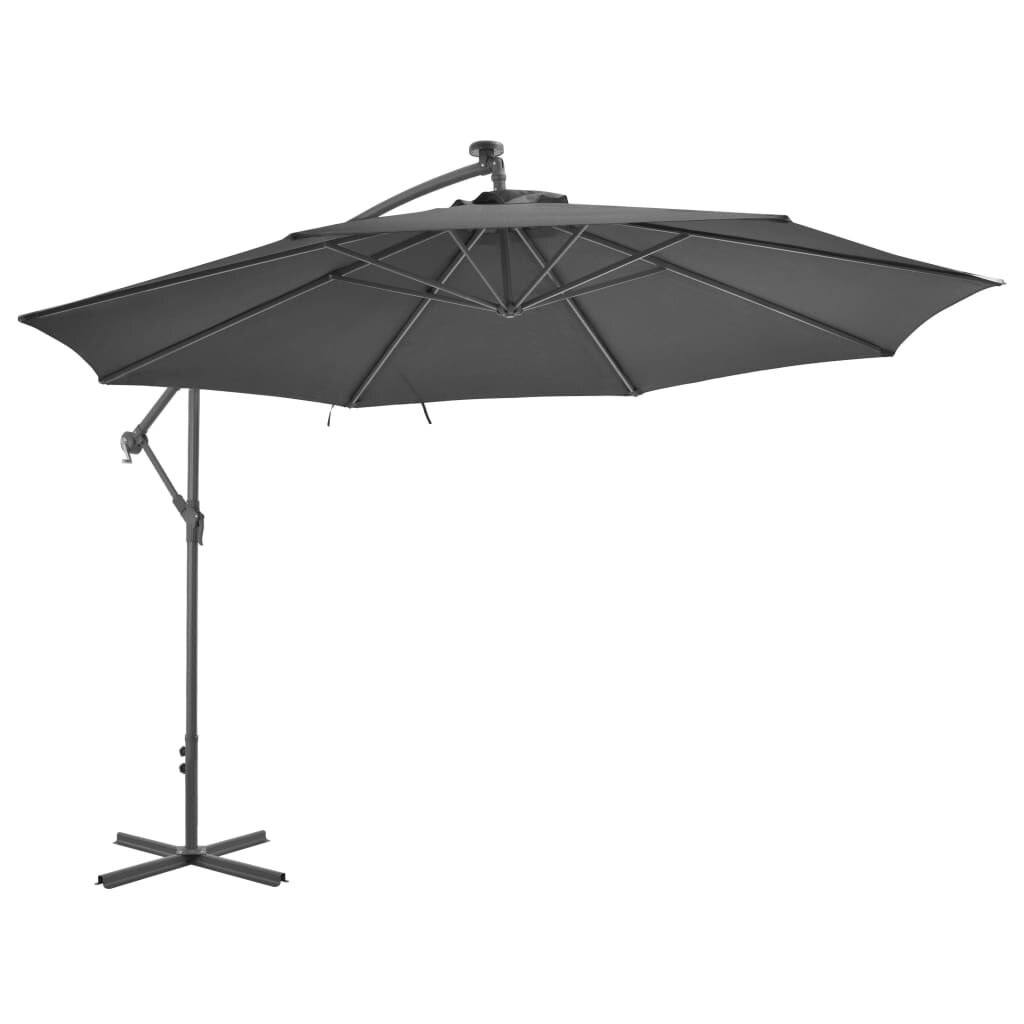 Umbrela de exterior, suspendata cu stalp din aluminiu, vidaXL, Tesatura, 350 cm, Gri