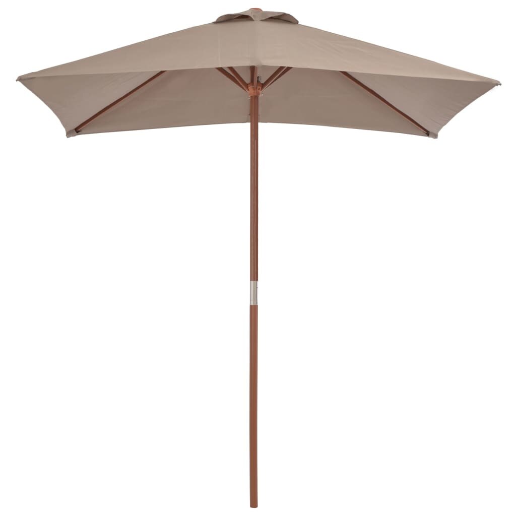 Umbrela de exterior cu stalp de lemn de bambus, vidaXL, Tesatura, 150 x 200 cm, Maro