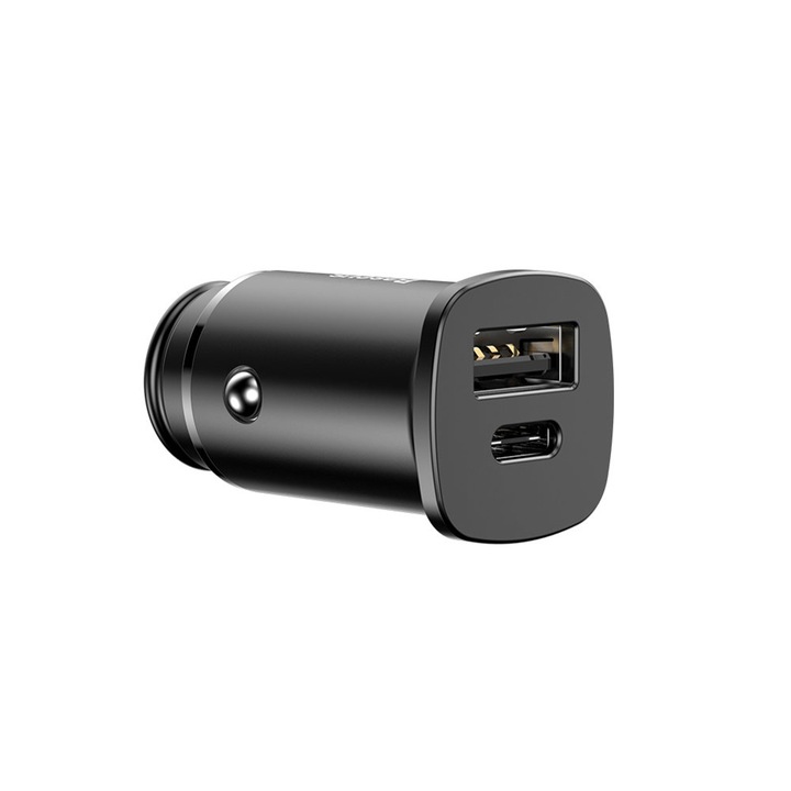 Autós töltő 1xUSB / 1xUSB-C 30W Baseus square CCALL-AS01 fekete