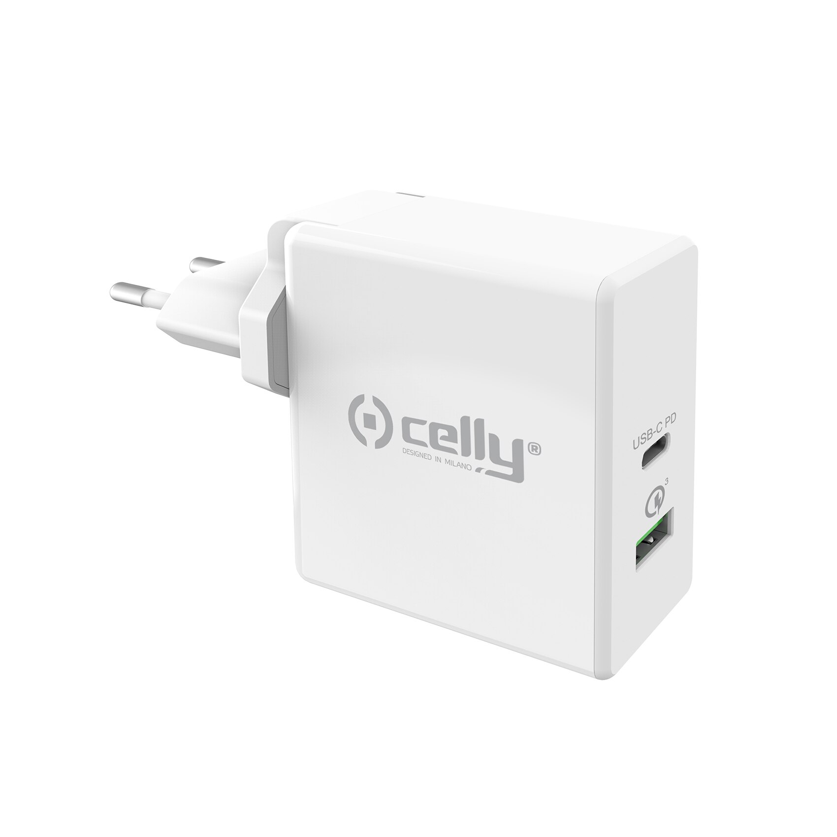 Incarcator retea Celly Qualcomm 3.0 SmartCharge, USB Type C, 30W, Alb