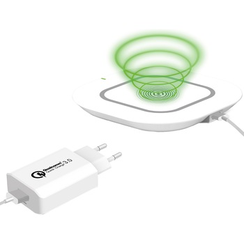Incarcator wireless Celly, Adaptor retea Qualcomm 3.0, Pad Wireless, Cablu Type C, Alb Incarcator wireless Celly, Adaptor retea Qualcomm 3.0, Pad Wireless, Cablu Type C, Alb