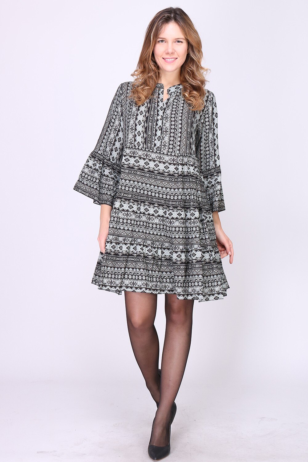 Rochie cu imprimeu alb- negru, marime One Size INTL