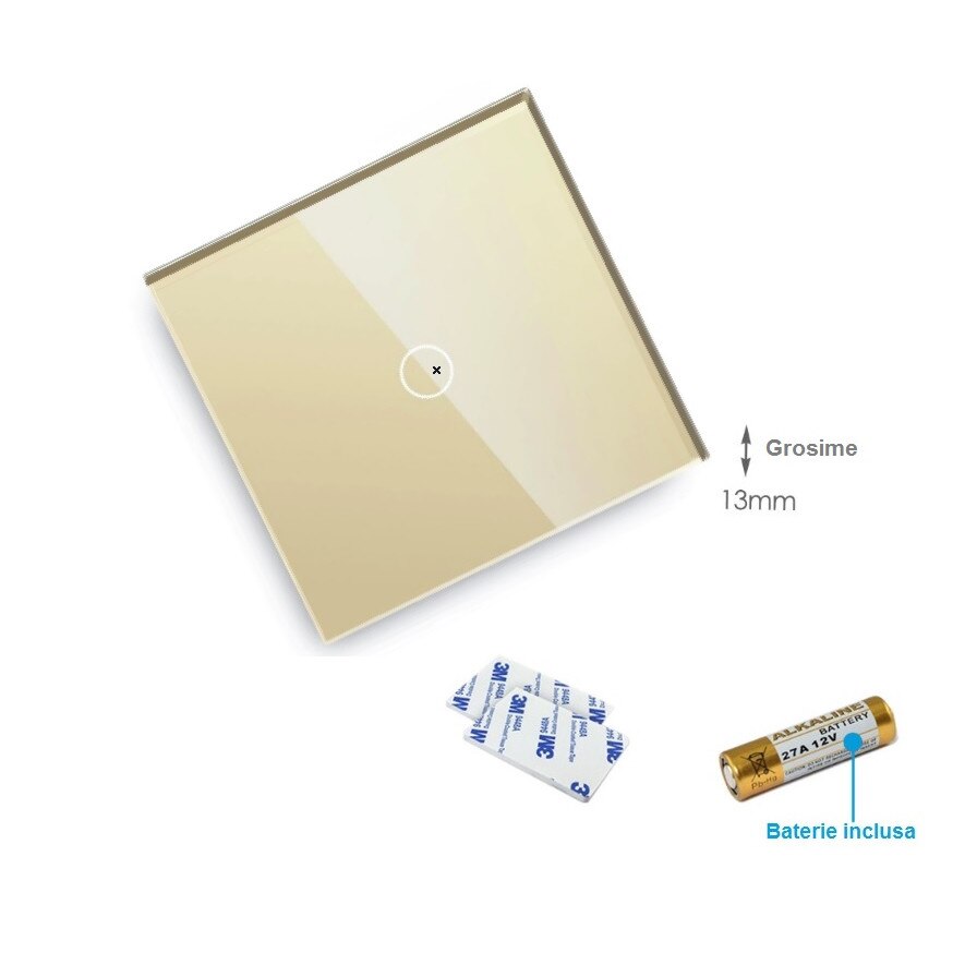 Telecomanda din sticla cu touch simplu crem