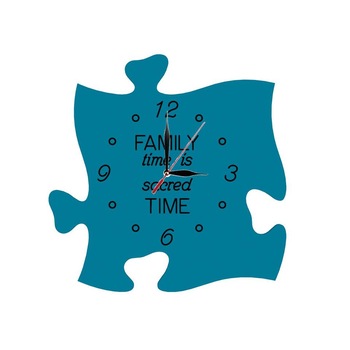 Ceas puzzle de perete, personalizat - Family time is sacred time - turcoaz, 30 x 30 cm Ceas puzzle de perete, personalizat - Family time is sacred time - turcoaz, 30 x 30 cm