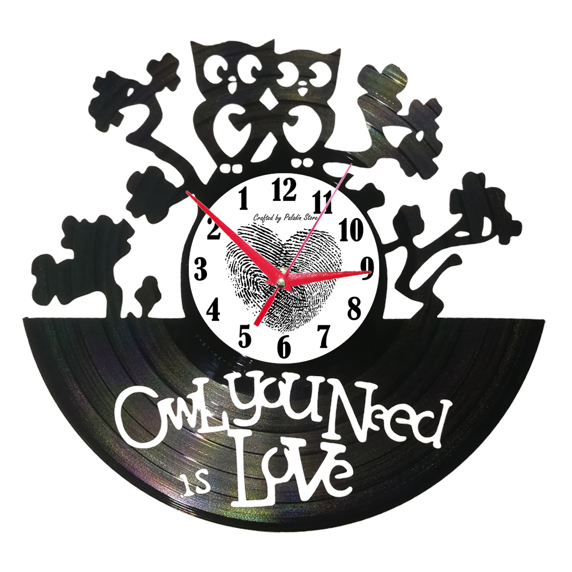 Ceas de perete disc vinil sens invers - Owl we need is Love