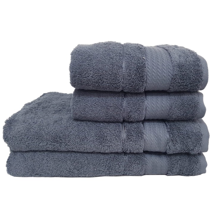 4db Prestige Malucs textil törölköző készlet, 100% pamut, sötétszürke