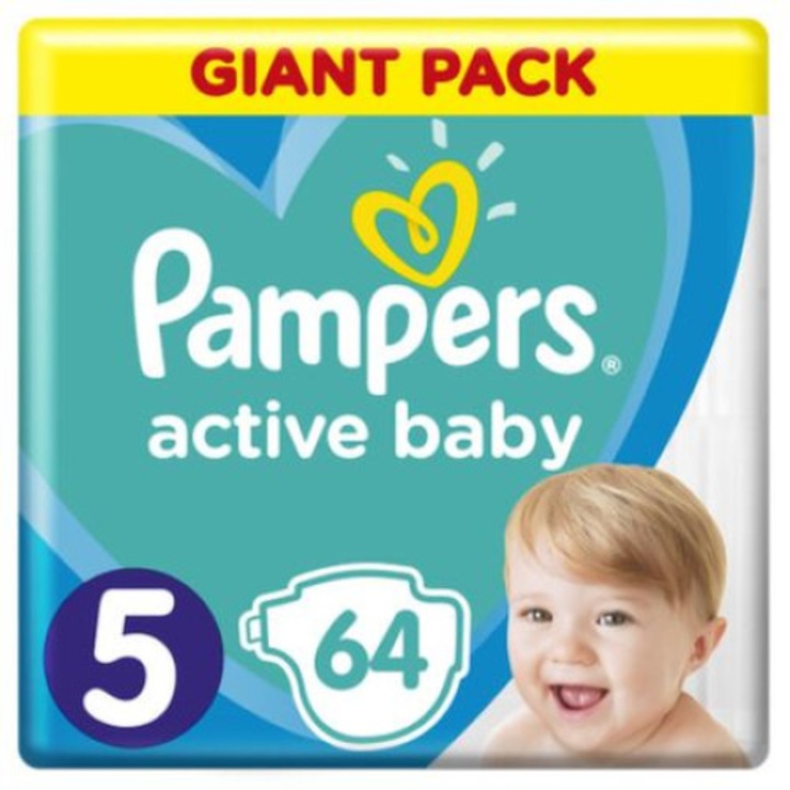 Пелени Pampers Active Baby GIant Pack, Размер 5 junior, 11-16 кг, 64 броя