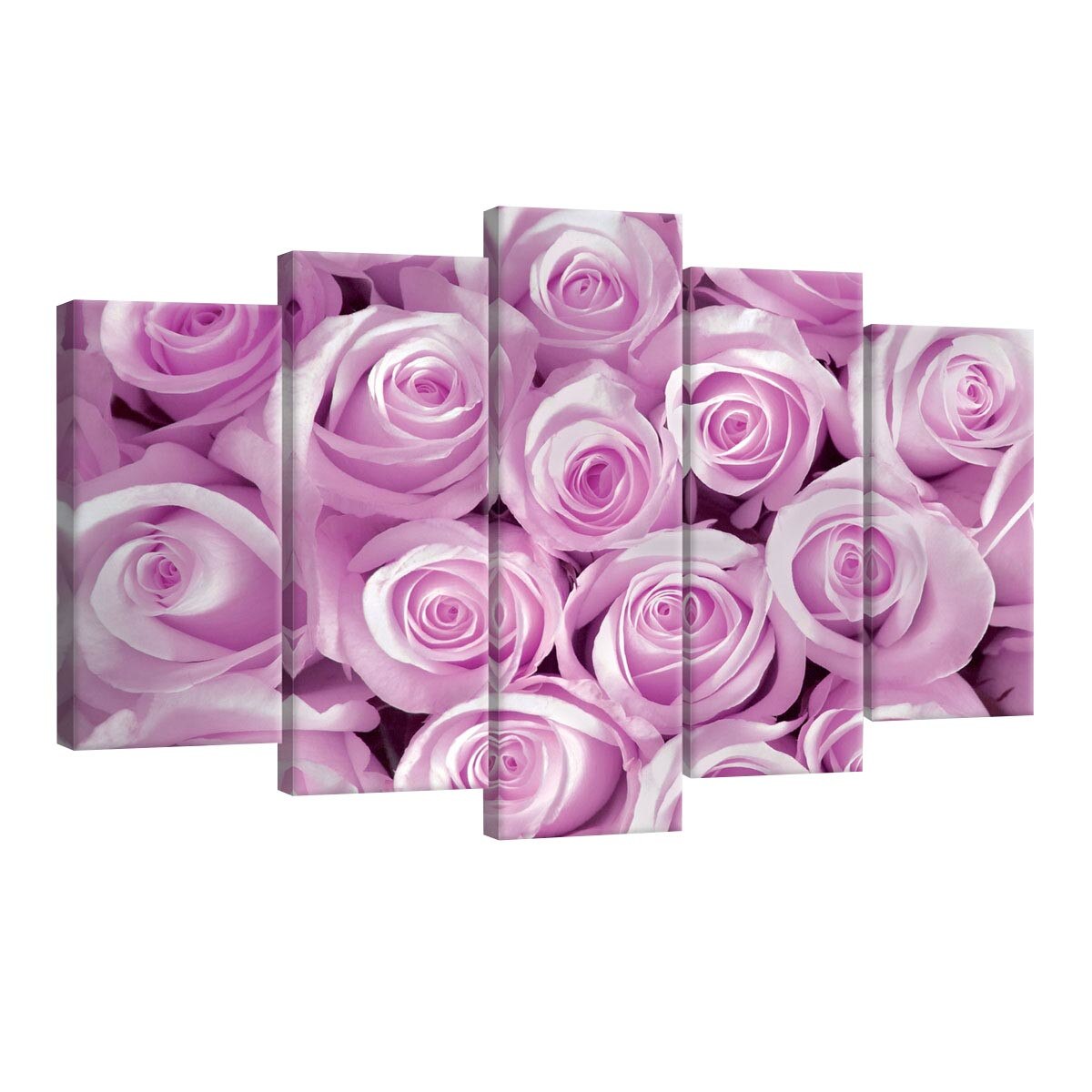 Set Tablouri DEGRETS 78536 Canvas, 60 x 100 cm, 5 piese (2x40x20 cm, 2x50x20 cm, 1x60x20 cm), Trandafiri roz 1