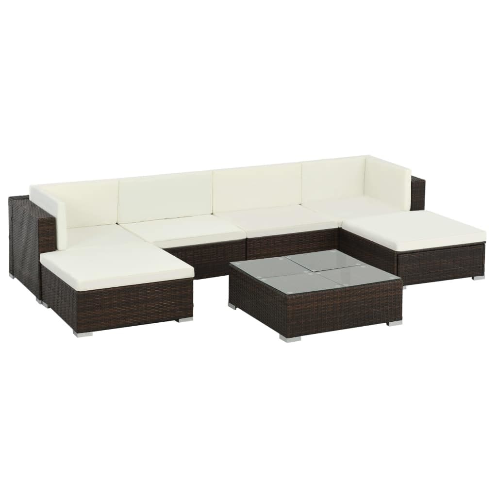 Set mobilier de gradina, 19 piese, canapea si masa, vidaXL, Lemn, Maro, 74 x 74 x 26 cm