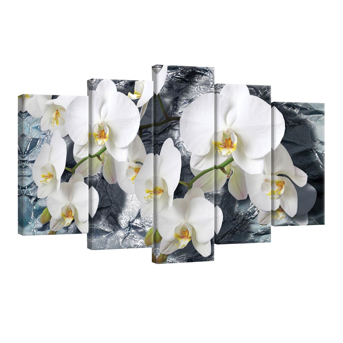 Set Tablouri DEGRETS 78542 Canvas, 60 x 100 cm, 5 piese (2x40x20 cm, 2x50x20 cm, 1x60x20 cm), Orhidee 1