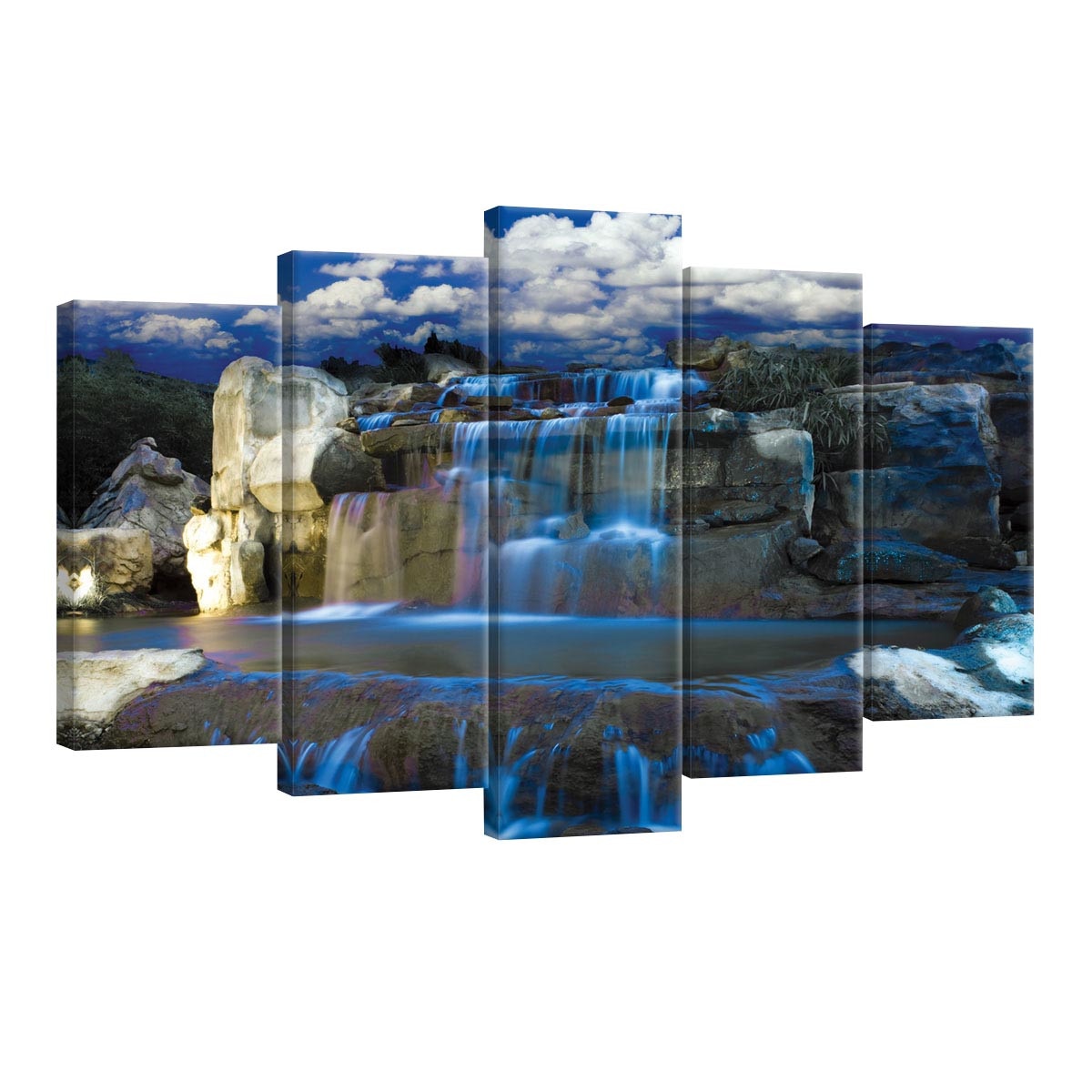 Set Tablouri DEGRETS 78546 Canvas, 60 x 100 cm, 5 piese (2x40x20 cm, 2x50x20 cm, 1x60x20 cm), Cascada