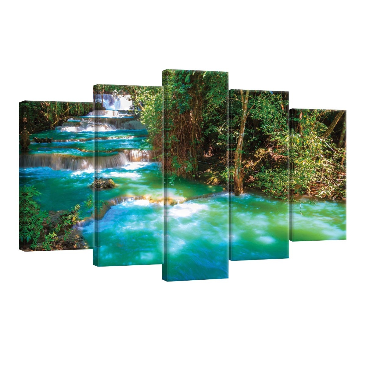 Set Tablouri DEGRETS 78547 Canvas, 60 x 100 cm, 5 piese (2x40x20 cm, 2x50x20 cm, 1x60x20 cm), Cascada 1