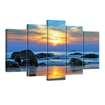 Set Tablouri DEGRETS 78551 Canvas, 60 x 100 cm, 5 piese (2x40x20 cm, 2x50x20 cm, 1x60x20 cm), Apus pe mare 1 Set Tablouri DEGRETS 78551 Canvas, 60 x 100 cm, 5 piese (2x40x20 cm, 2x50x20 cm, 1x60x20 cm), Apus pe mare 1