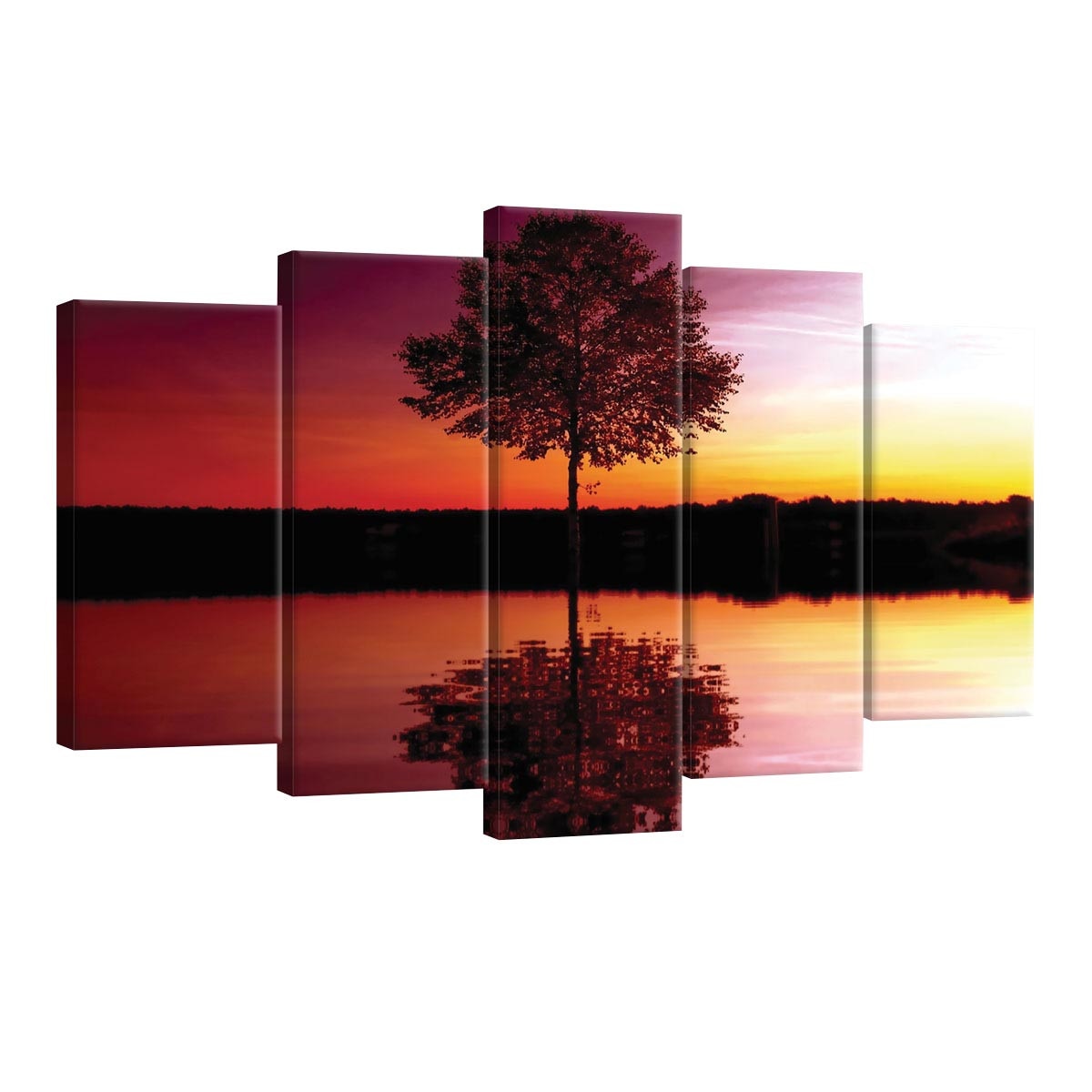 Set Tablouri DEGRETS 78560 Canvas, 60 x 100 cm, 5 piese (2x40x20 cm, 2x50x20 cm, 1x60x20 cm), Apus 3