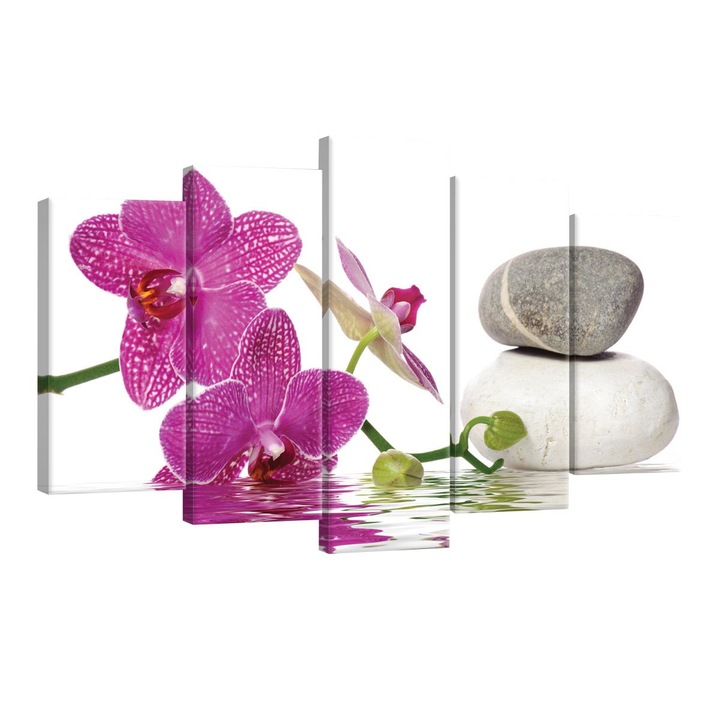 Set Tablouri DEGRETS 78566 Canvas, 60 x 100 cm, 5 piese (2x40x20 cm, 2x50x20 cm, 1x60x20 cm), Orhidee Eleganta 5
