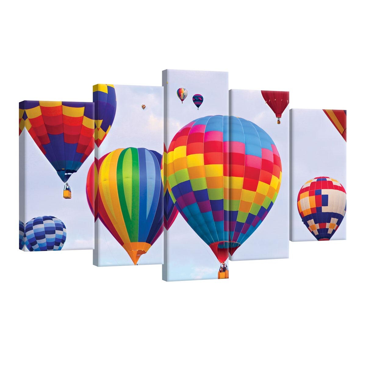 Set Tablouri DEGRETS 78570 Canvas, 60 x 100 cm, 5 piese (2x40x20 cm, 2x50x20 cm, 1x60x20 cm), Baloane colorate