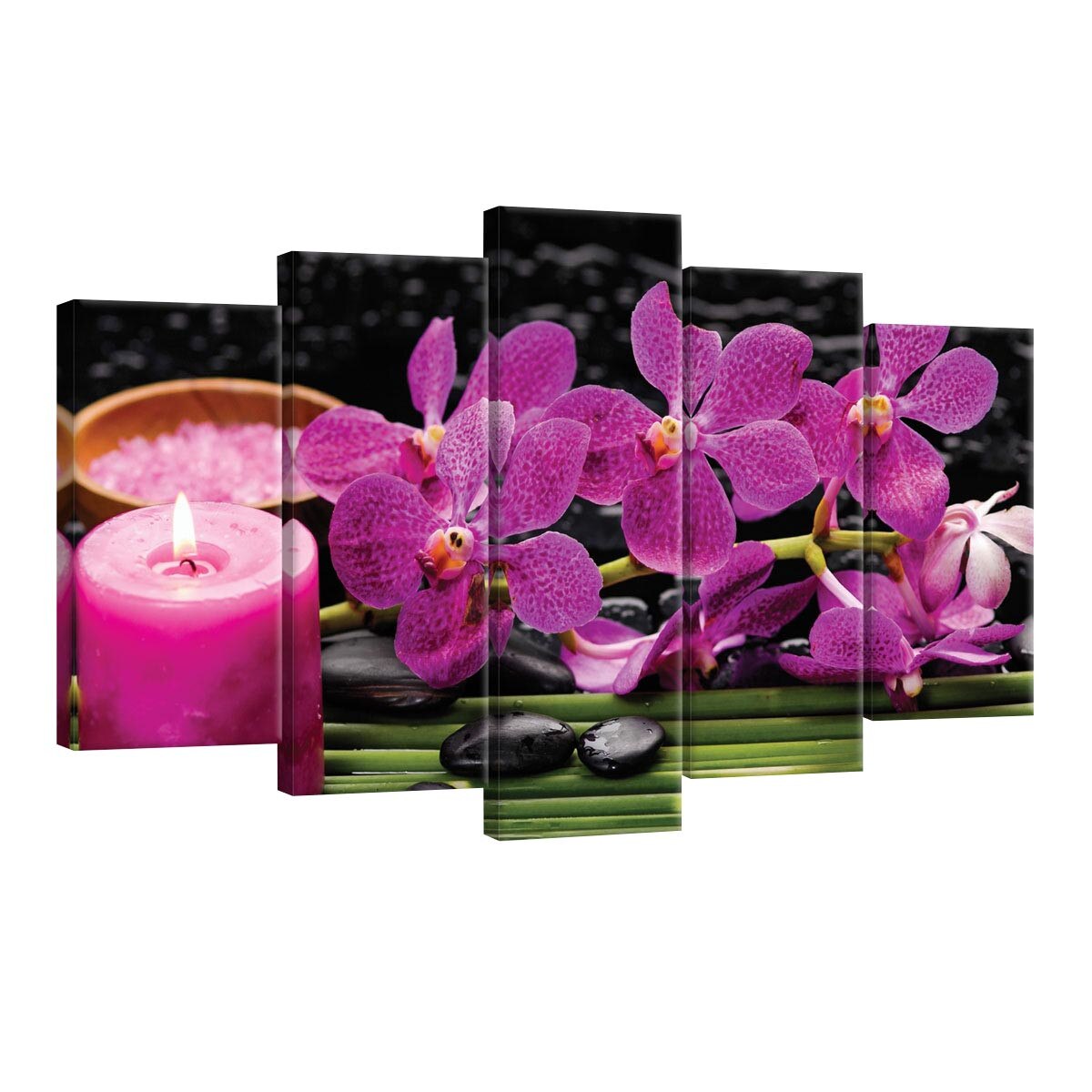 Set Tablouri DEGRETS 78572 Canvas, 60 x 100 cm, 5 piese (2x40x20 cm, 2x50x20 cm, 1x60x20 cm), Orhidee 4