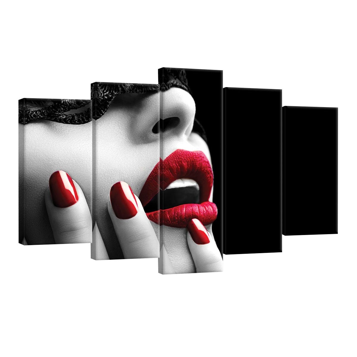 Set Tablouri DEGRETS 78573 Canvas, 60 x 100 cm, 5 piese (2x40x20 cm, 2x50x20 cm, 1x60x20 cm), Sarut