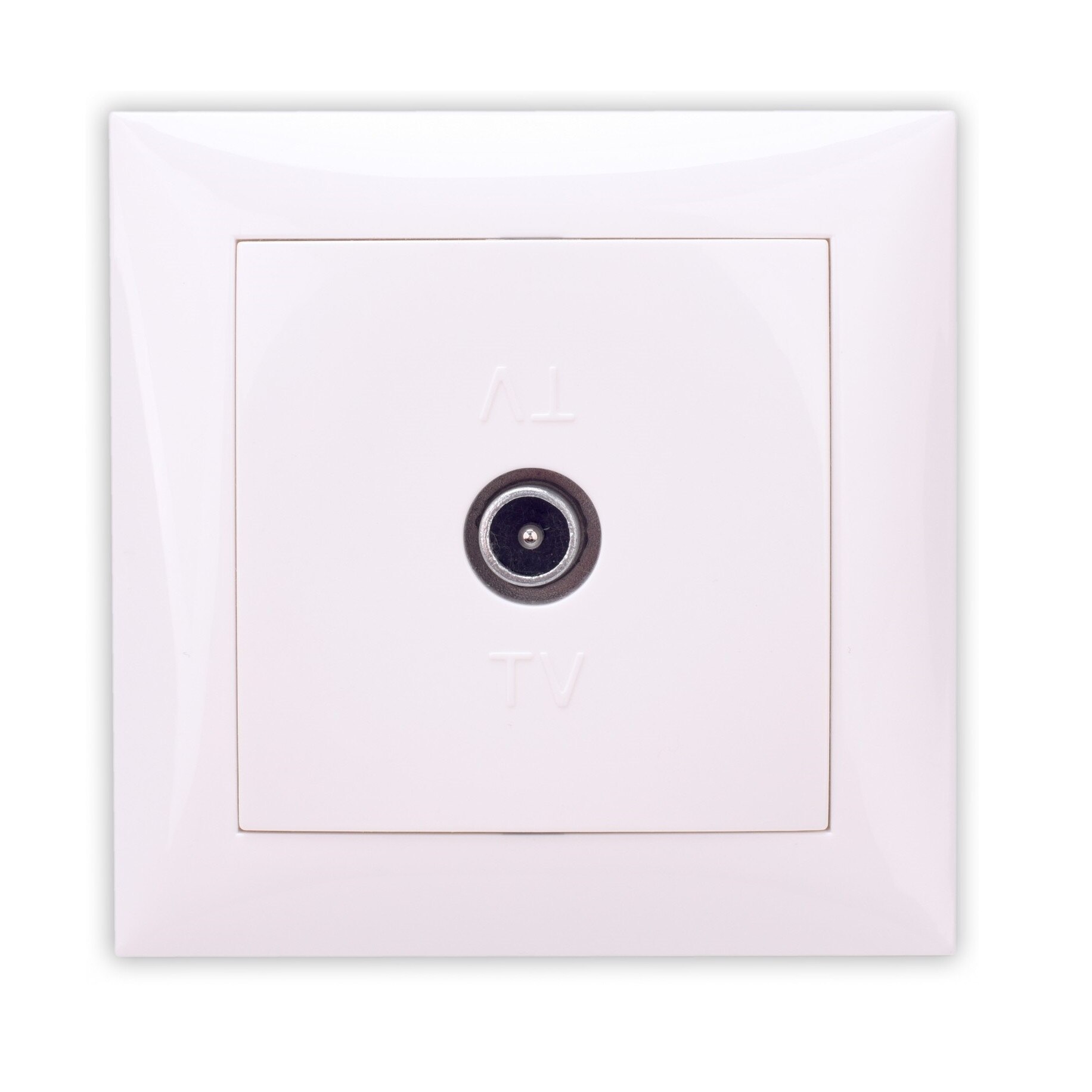 Priza TV, Hoff, intermediara, culoare alba, 82 x 82 x 34 mm