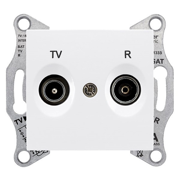 Priza TV / R intermediara, alba