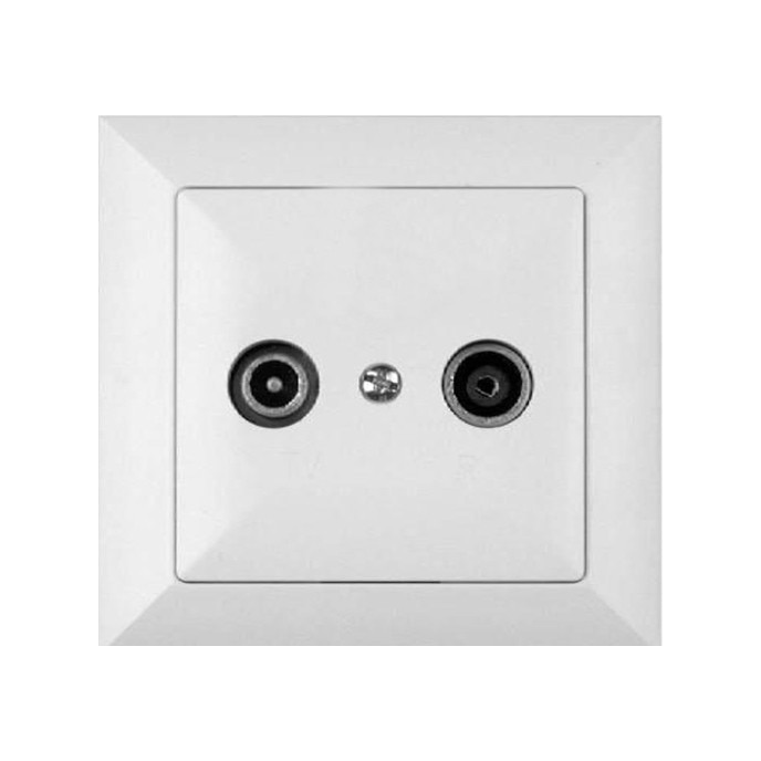 Priza R-TV terminala, rama inclusa, culoare alba