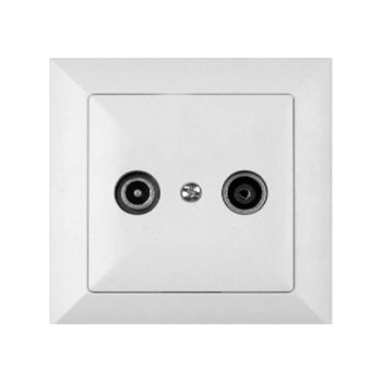 Priza R-TV terminala, rama inclusa, culoare alba Priza R-TV terminala, rama inclusa, culoare alba