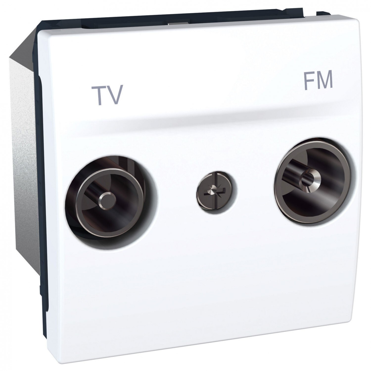 Priza TV / FM intermediara, culoare alba, 45 x 45 x 28 mm