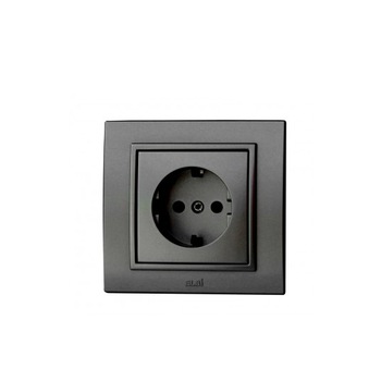 Priza simpla EL-BI Zena negru metalic Priza simpla EL-BI Zena negru metalic