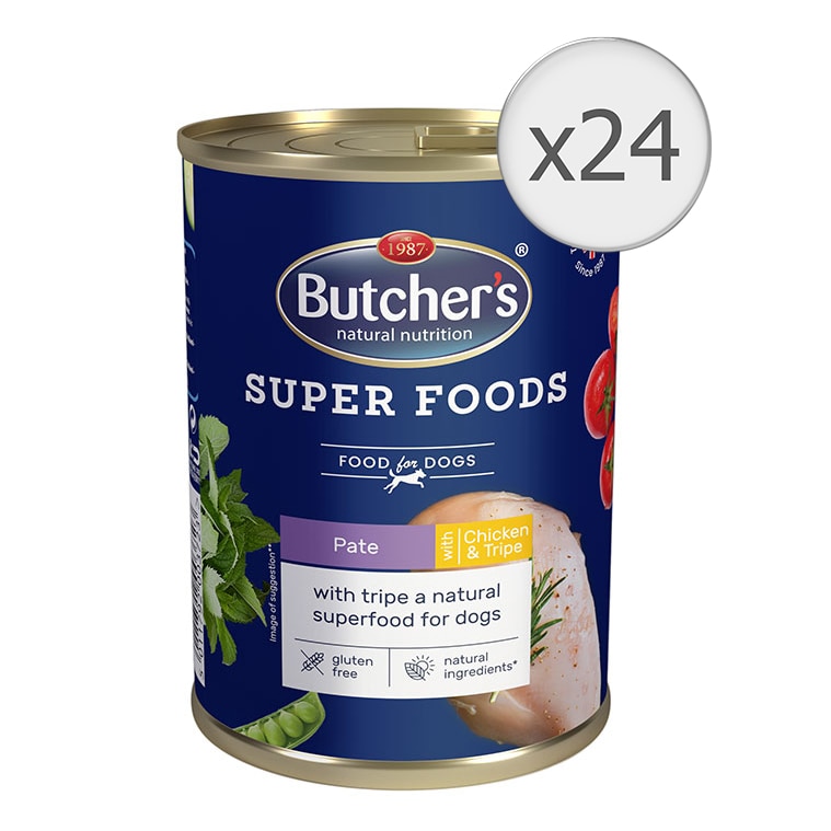 Hrana umeda pentru caini Butcher's Superfood, Pate, Pui & Organe, 24x400g