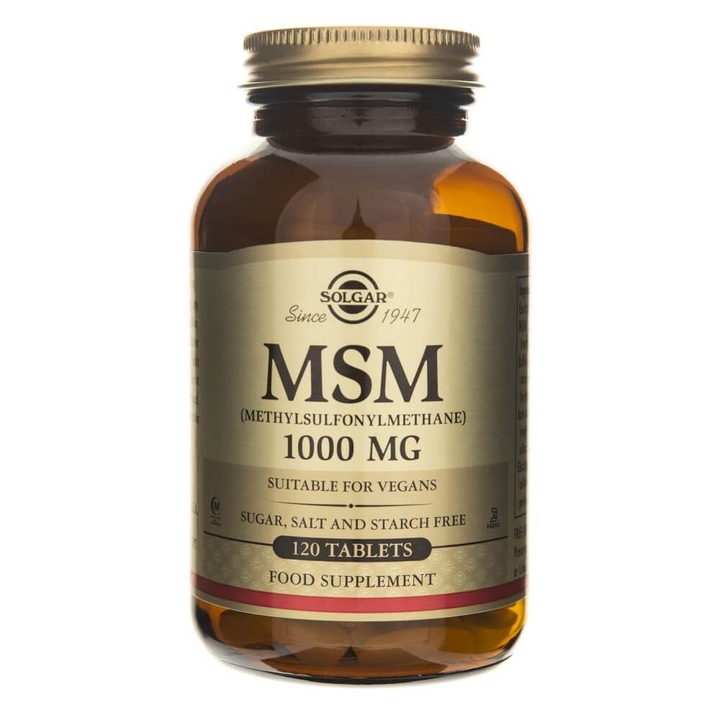 Supliment alimentar, MSM, Solgar, 1000 mg, 120 comprimate