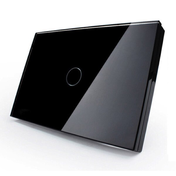 Intrerupator Qsmart Touch T1, panou frontal sticla securizata, Tempered Glass 4mm, 1 circuit, 10A, Negru