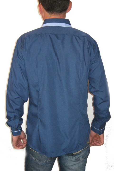 Camasa cu maneca lunga Laviino, cambrata, 100 % bumbac, indigo, 39/40 EU