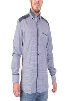 Camasa cu maneca lunga Laviino, 100 % bumbac, albastru cu alb, 41/42 EU Camasa cu maneca lunga Laviino, 100 % bumbac, albastru cu alb, 41/42 EU