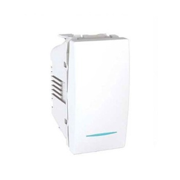 Intrerupator simplu cu indicator luminos, Schneider Electric, incastrat, modular - 1, alb Intrerupator simplu cu indicator luminos, Schneider Electric, incastrat, modular - 1, alb