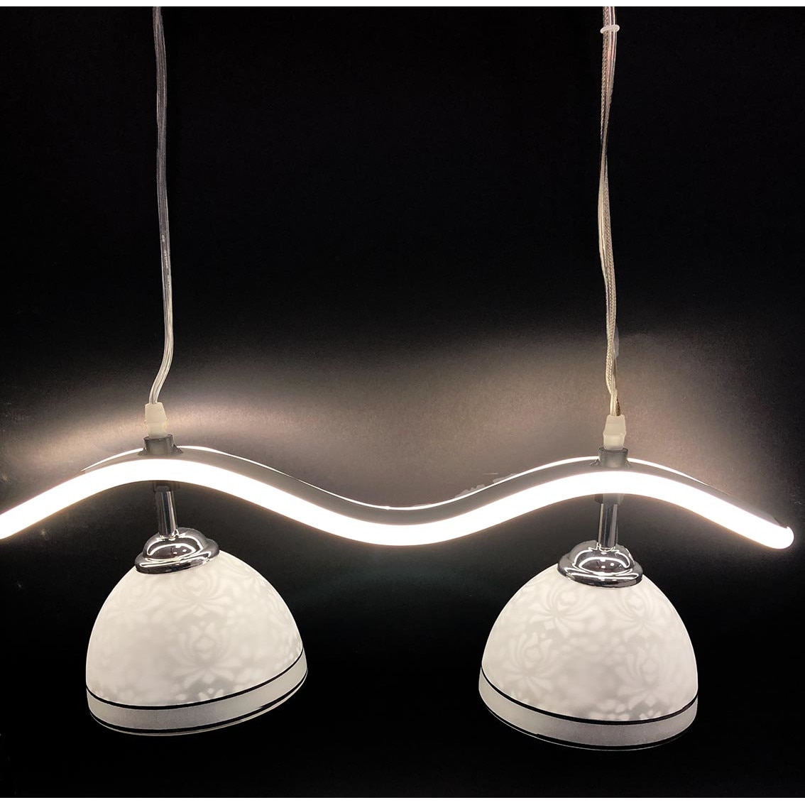 Pendul NIKOM NG 00102-2, LED + 2 E 27, 220 V, metal, alb