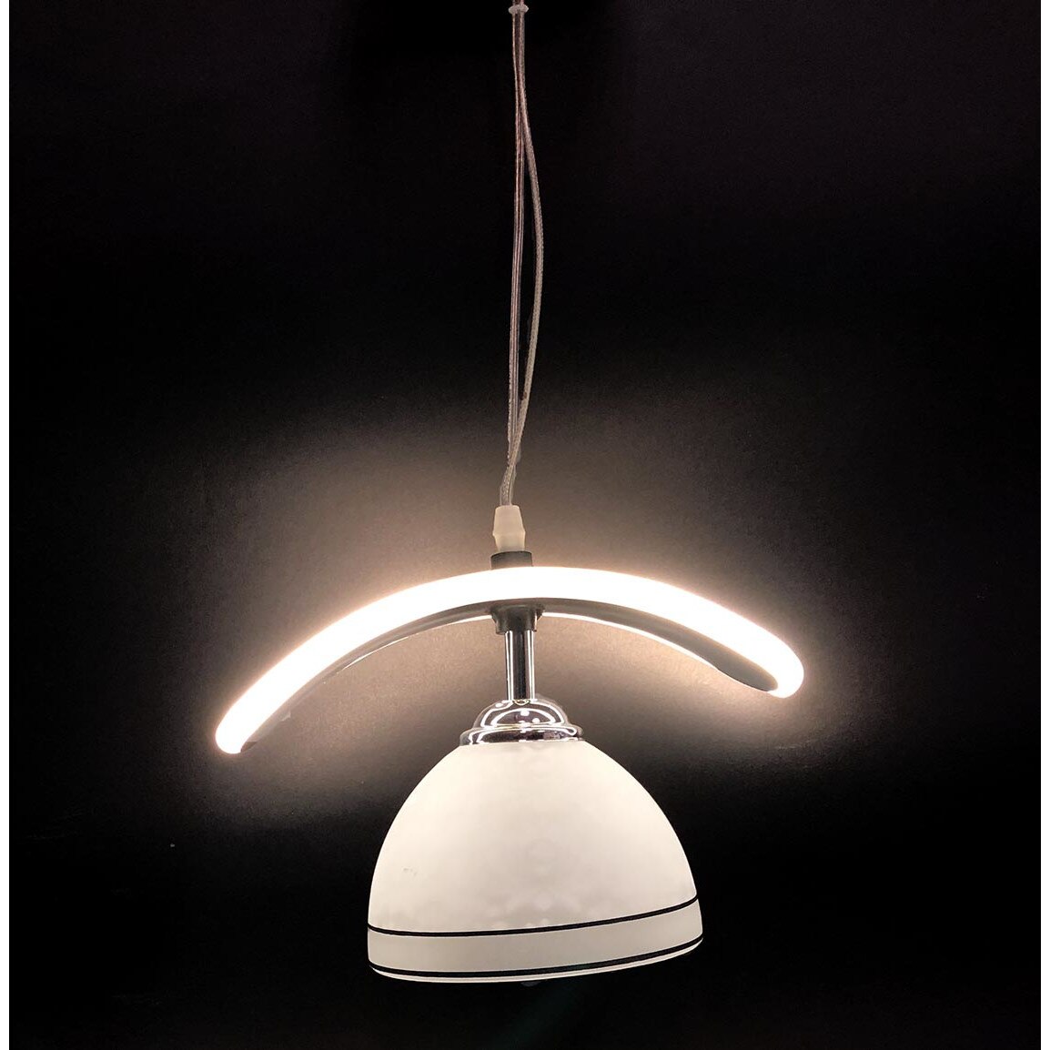 Pendul NIKOM NG 00102-1, LED + 1 E 27, 220 V, metal, alb