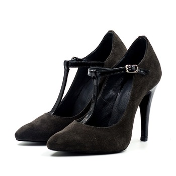 Pantofi stiletto, TUNGUS, piele naturala intoarsa gri si negru lacuit, toc 10 cm Pantofi stiletto, TUNGUS, piele naturala intoarsa gri si negru lacuit, toc 10 cm