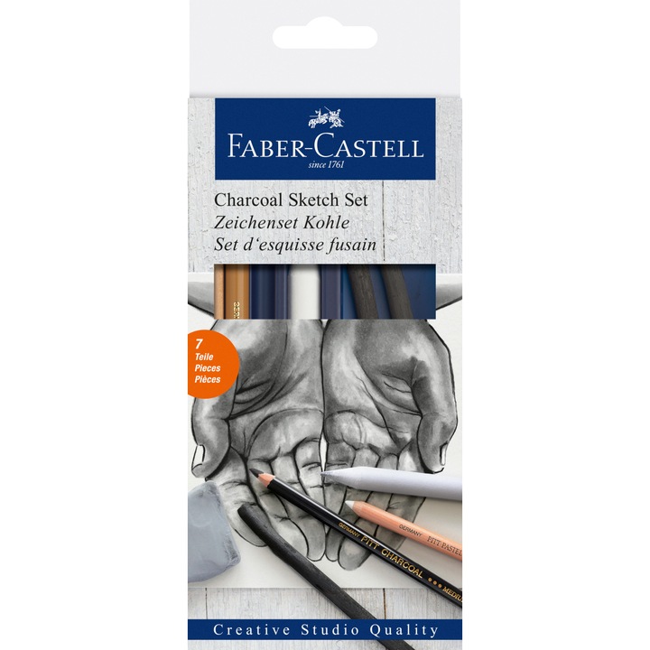 Set Faber-Castell Carbune Desen, 7 buc