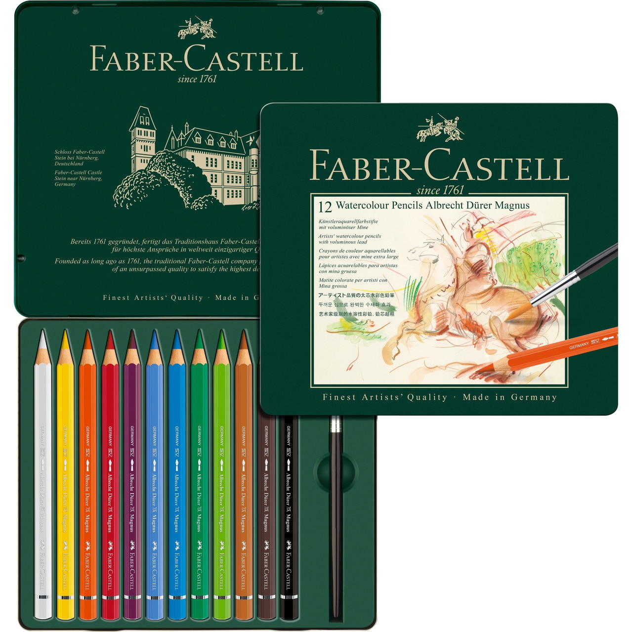 Creioane Colorate Faber-Castell A.Durer Magnus, 12 culori, cutie metal