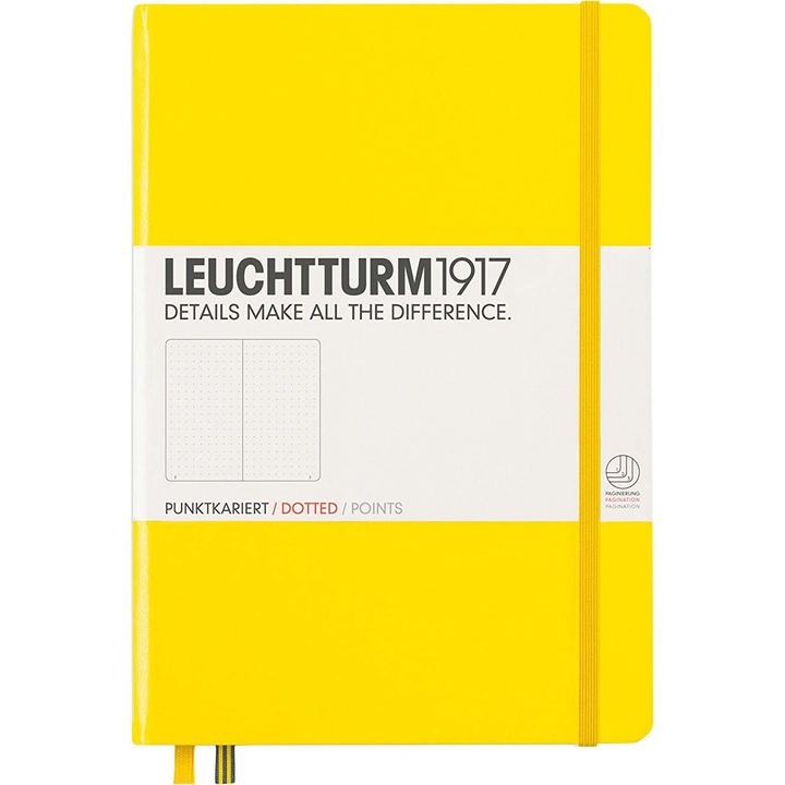 Caiet Leuchtturm A5, Punctat, Coperta Rigida, Galben