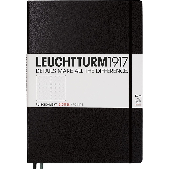 Caiet Leuchtturm A5, Punctat, Coperta Rigida, Negru