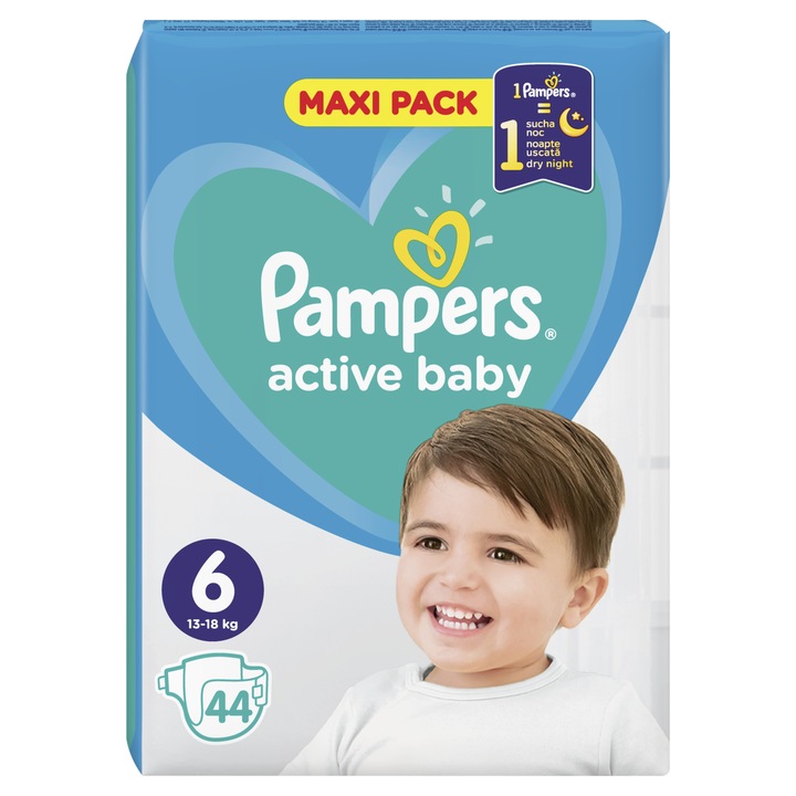 Пелени Pampers Active Baby 6, 13-18 кг, 44 броя