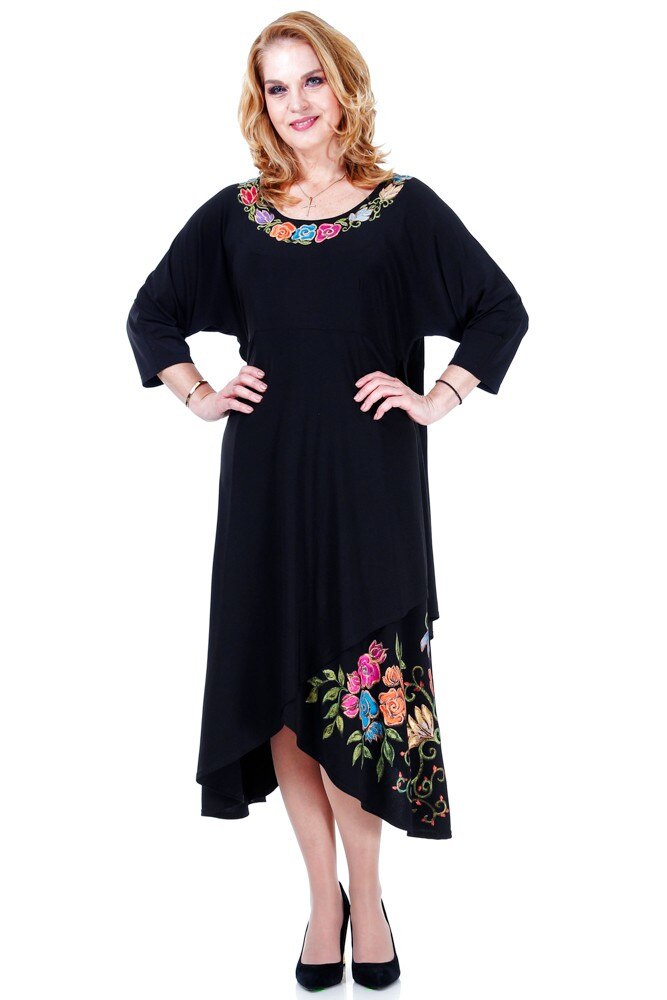 Rochie neagra jerse pictat Liza Panait R1938E