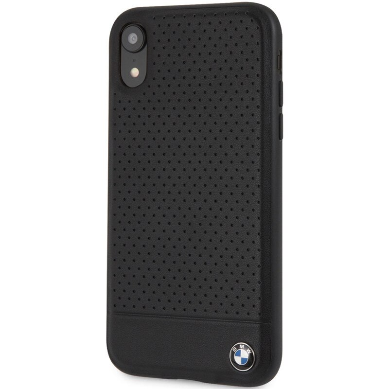 Husa iPhone XR BMW Signature Piele Perforata Neagra