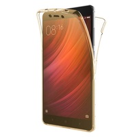 Husa Full TPU 360° (fata + spate) pentru Xiaomi Redmi 4X, Gold Transparent