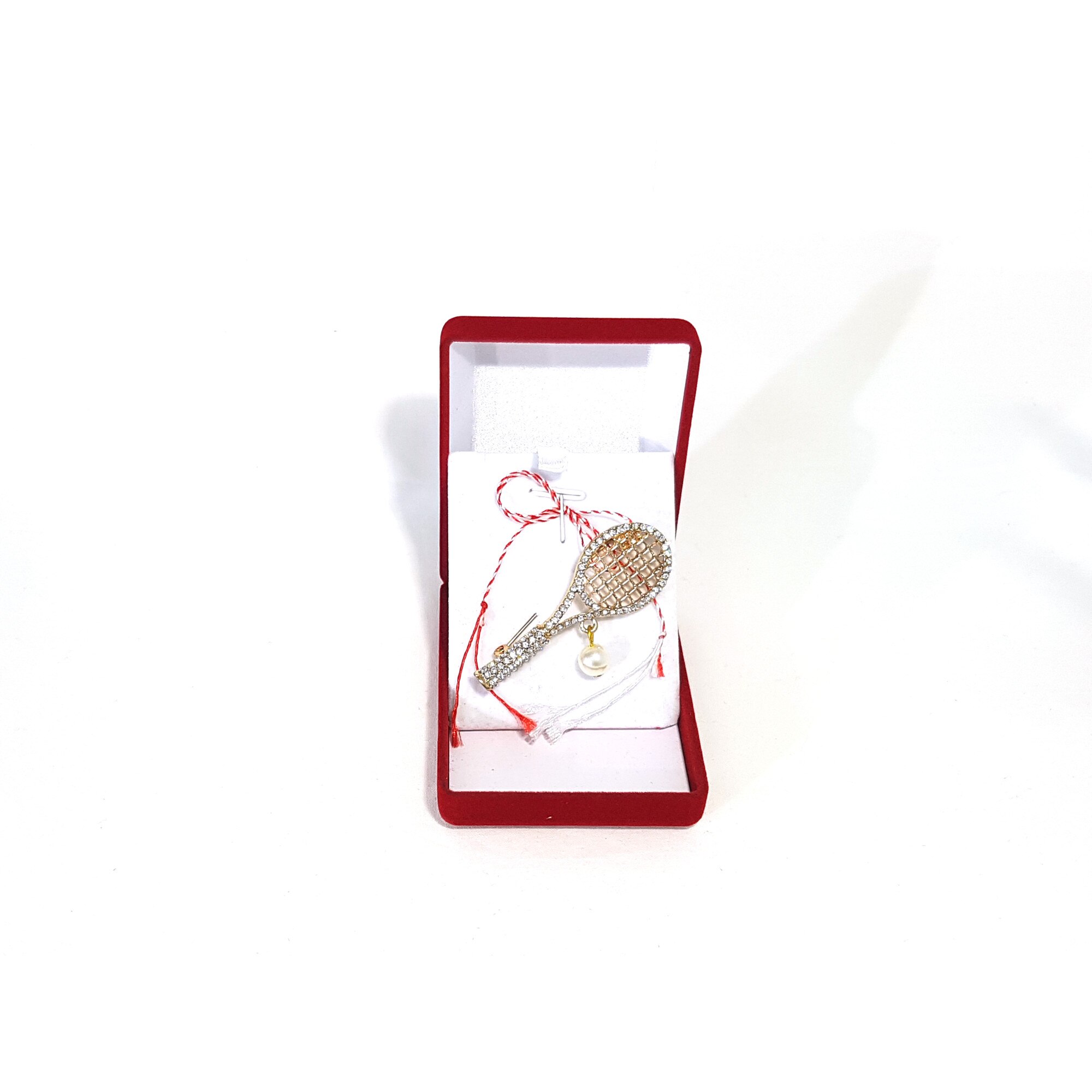 Martisor tip brosa Racheta Tenis in cutie de catifea