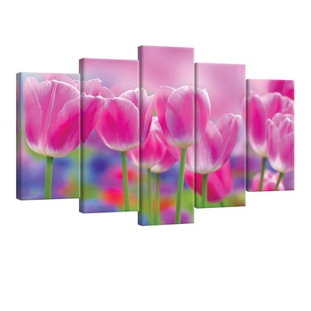 Set Tablouri DEGRETS 78590 Canvas, 60 x 100 cm, 5 piese (2x40x20 cm, 2x50x20 cm, 1x60x20 cm), Lalele 2 Set Tablouri DEGRETS 78590 Canvas, 60 x 100 cm, 5 piese (2x40x20 cm, 2x50x20 cm, 1x60x20 cm), Lalele 2