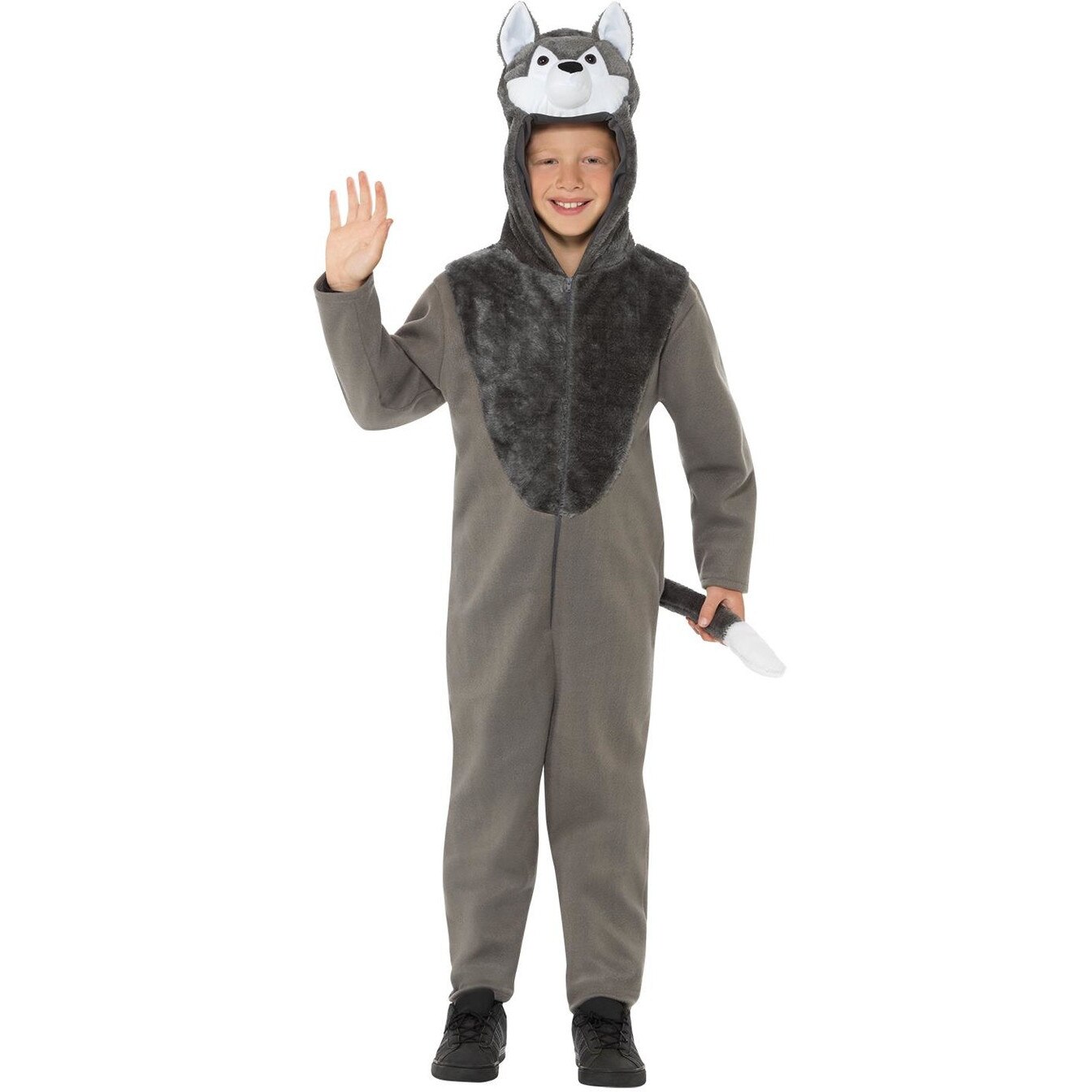 Costum carnaval copii lup gri cu gluga,6-8ani, Smiffy