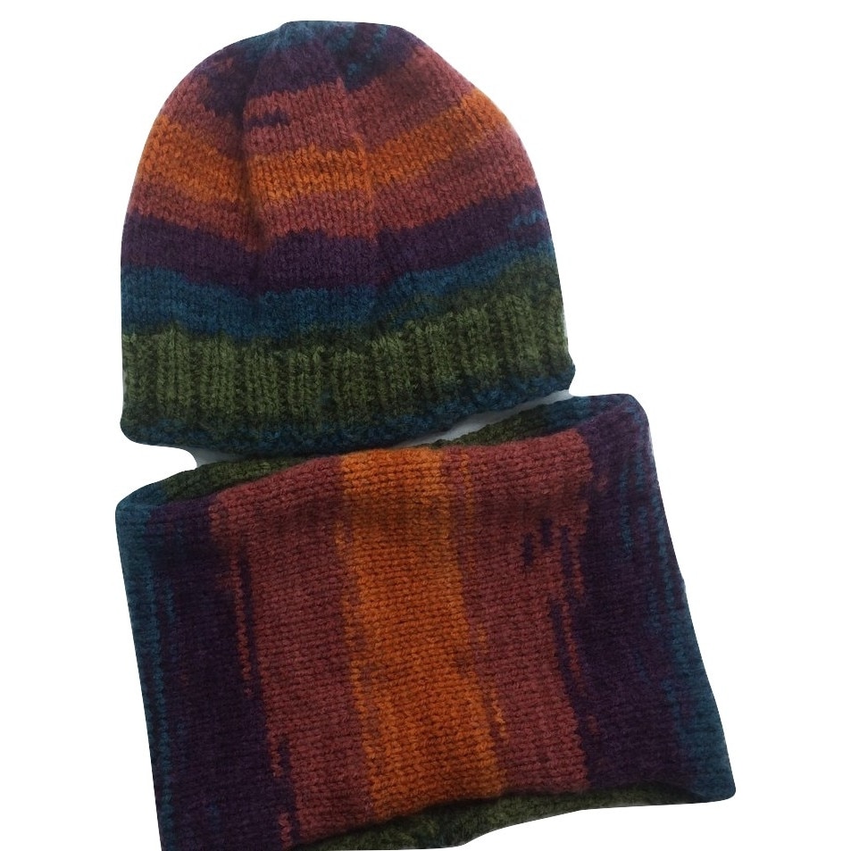 Set caciula si fular multicolor